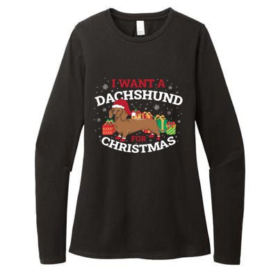 I Want A Dachshund For Christmas Cute Gift Womens CVC Long Sleeve Shirt