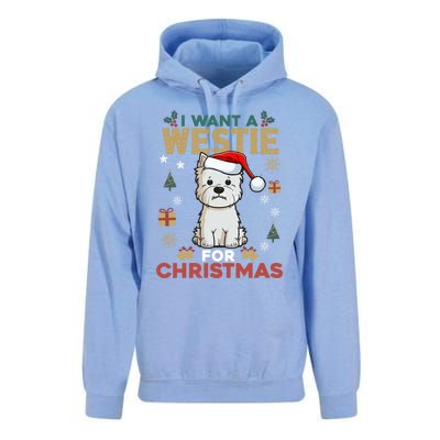 I Want A Westie For Christmas Cute Dog Lover Family Pajama Gift Unisex Surf Hoodie