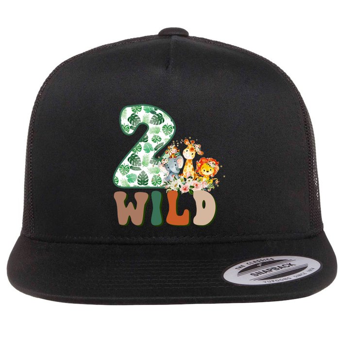 Im Wild And 2 Birthday Safari Jungle Zoo 2nd Bday Fifth Gift Flat Bill Trucker Hat