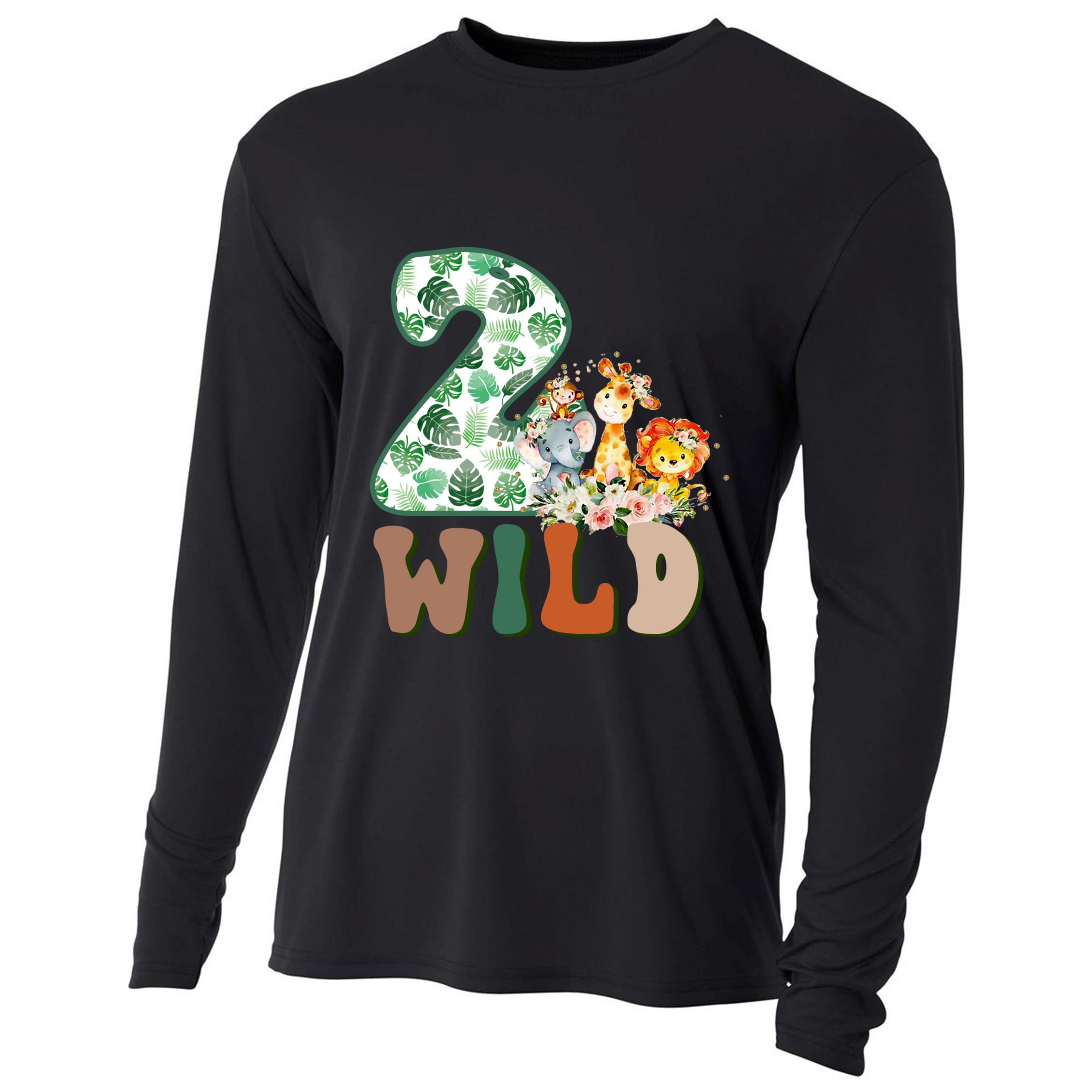 Im Wild And 2 Birthday Safari Jungle Zoo 2nd Bday Fifth Gift Cooling Performance Long Sleeve Crew