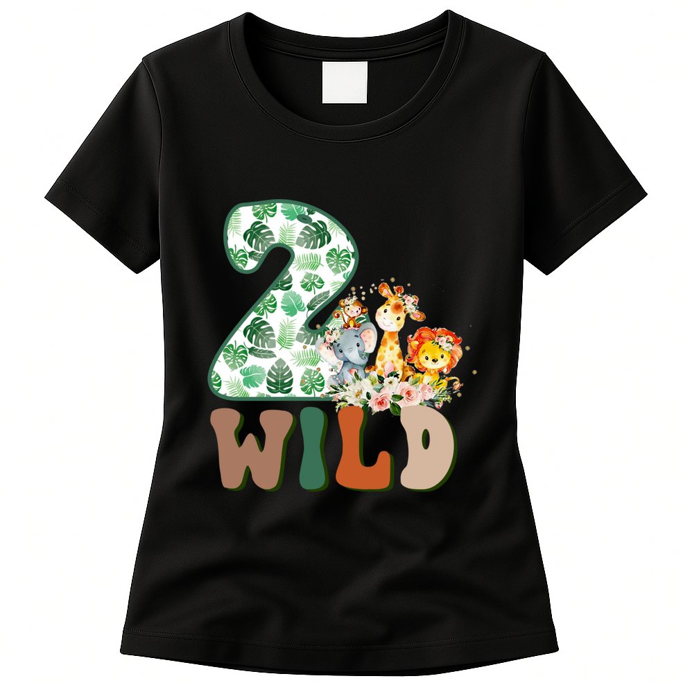 Im Wild And 2 Birthday Safari Jungle Zoo 2nd Bday Fifth Gift Womens T-Shirt