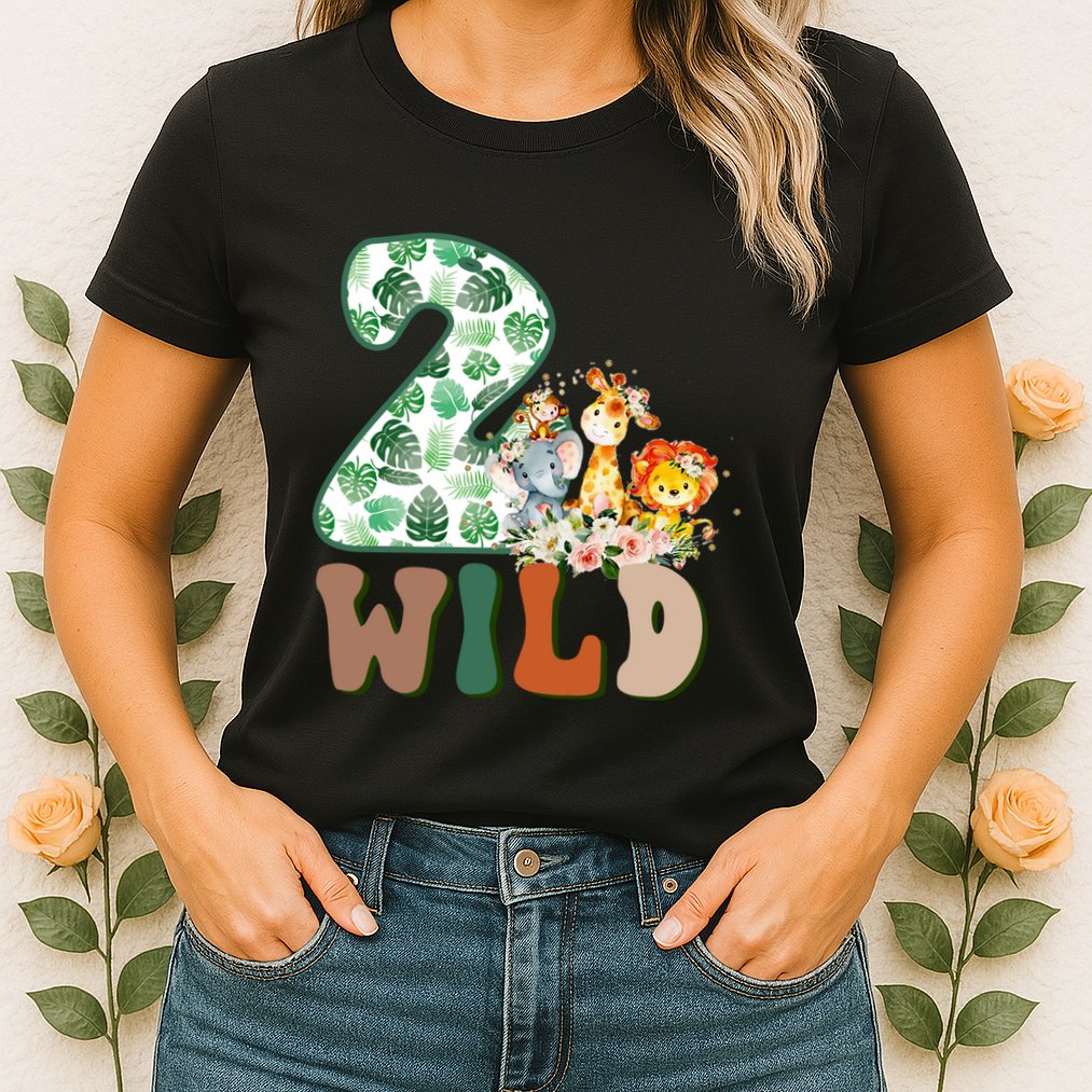 Im Wild And 2 Birthday Safari Jungle Zoo 2nd Bday Fifth Gift Womens T-Shirt