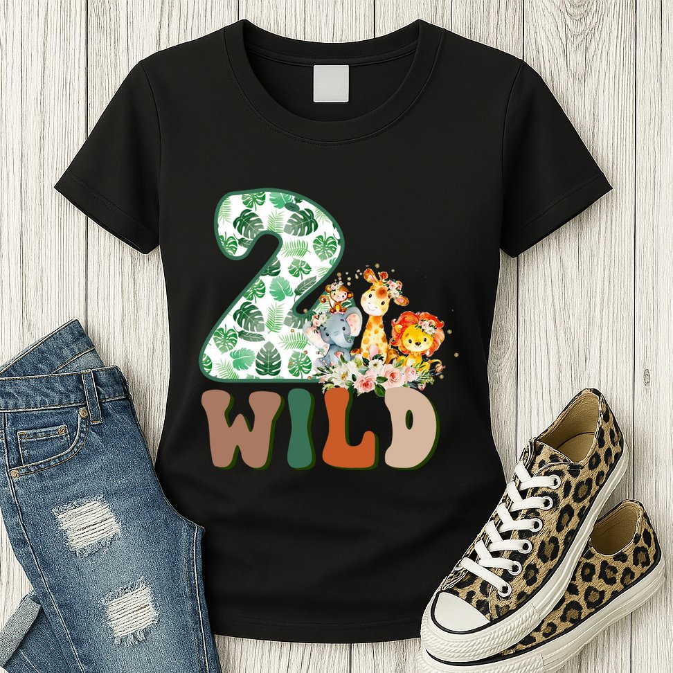 Im Wild And 2 Birthday Safari Jungle Zoo 2nd Bday Fifth Gift Womens T-Shirt
