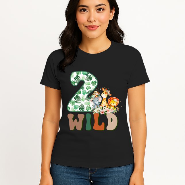 Im Wild And 2 Birthday Safari Jungle Zoo 2nd Bday Fifth Gift Womens T-Shirt