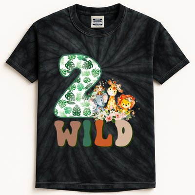 Im Wild And 2 Birthday Safari Jungle Zoo 2nd Bday Fifth Gift Kids Tie-Dye T-Shirt