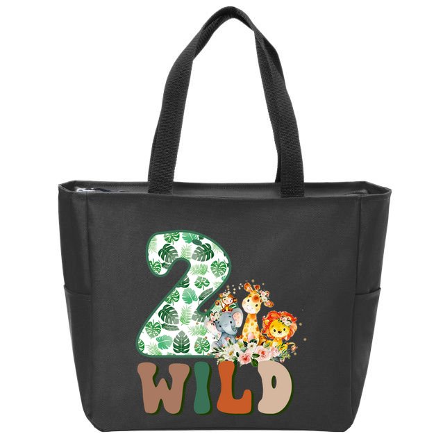 Im Wild And 2 Birthday Safari Jungle Zoo 2nd Bday Fifth Gift Zip Tote Bag