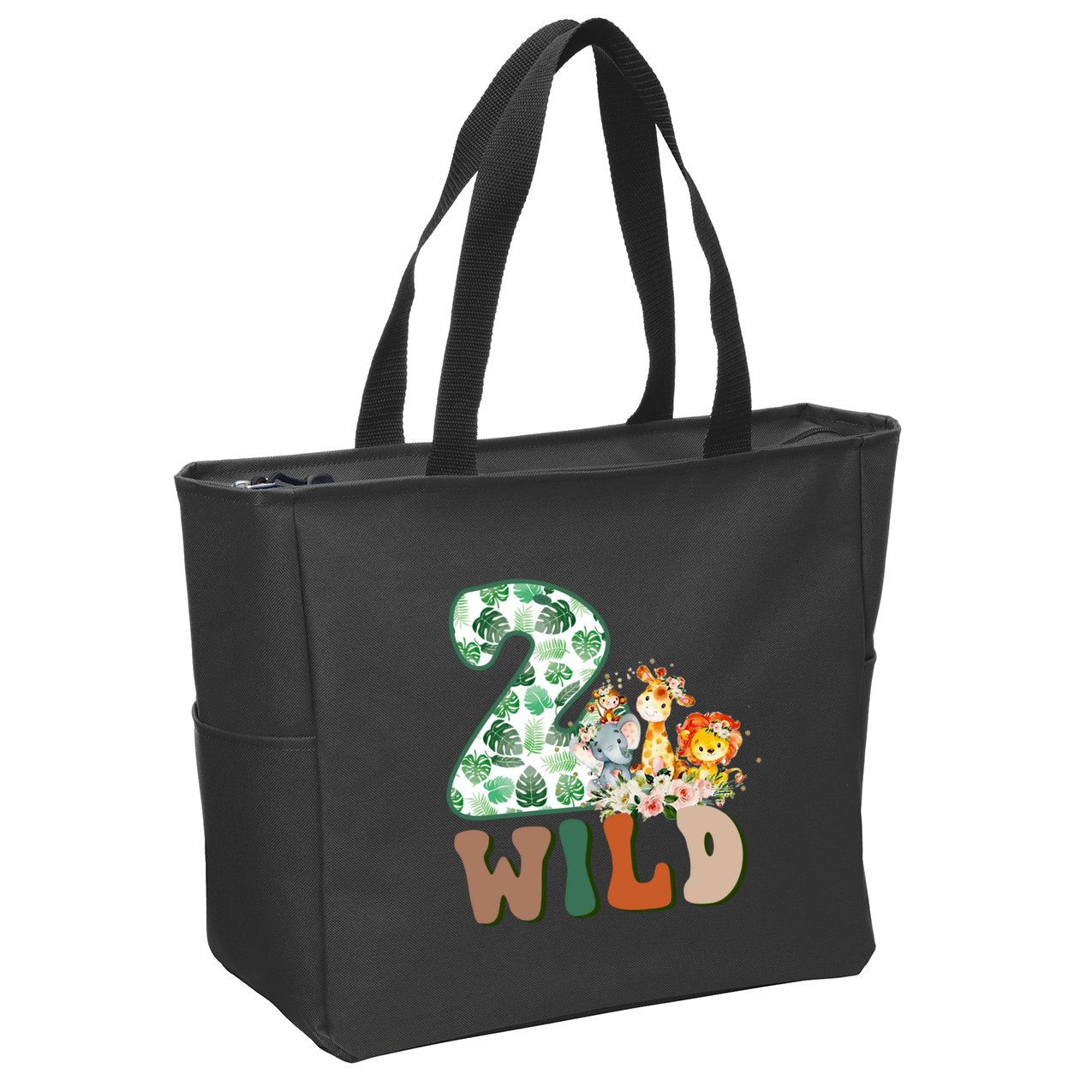 Im Wild And 2 Birthday Safari Jungle Zoo 2nd Bday Fifth Gift Zip Tote Bag