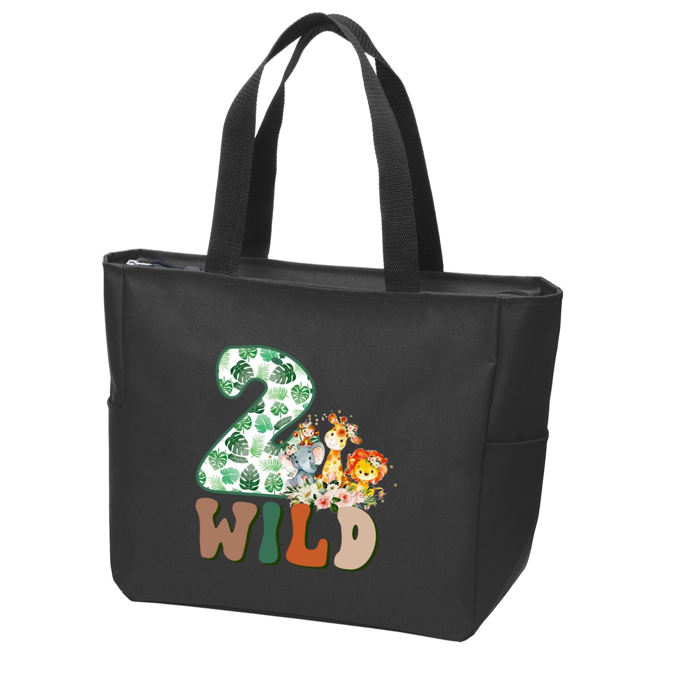 Im Wild And 2 Birthday Safari Jungle Zoo 2nd Bday Fifth Gift Zip Tote Bag