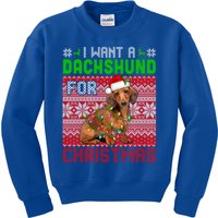 I Want A Dachshund For Christmas Santa Dog Lover Owner Cool Gift Kids Sweatshirt