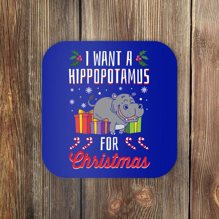 I Want A Hippopotamus For Christmas Xmas Hippo Gift Coaster