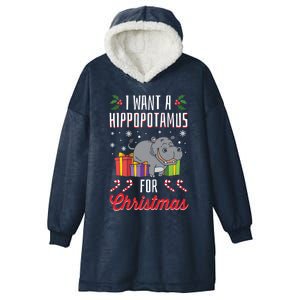 I Want A Hippopotamus For Christmas Xmas Hippo Gift Hooded Wearable Blanket