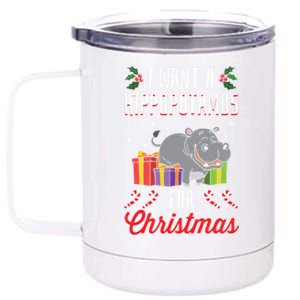 I Want A Hippopotamus For Christmas Xmas Hippo Gift 12 oz Stainless Steel Tumbler Cup