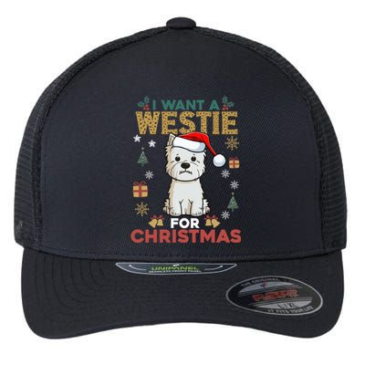 I Want A Westie For Christmas Cute Dog Lover Family Pajama Cute Gift Flexfit Unipanel Trucker Cap