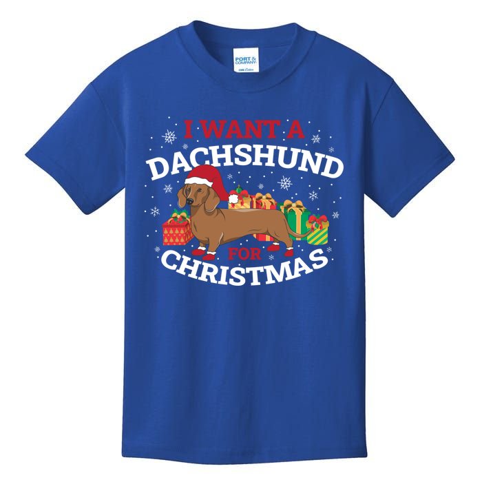 I Want A Dachshund For Christmas Funny Gift Kids T-Shirt