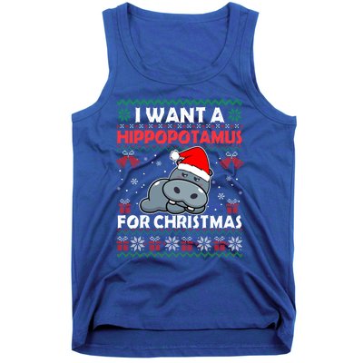 I Want A Hippopotamus For Christmas Ugly Xmas Sweater Hippo Gift Tank Top