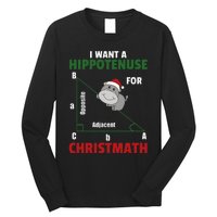 I Want A Hippotenuse For Christmas Cute Hippos Long Sleeve Shirt