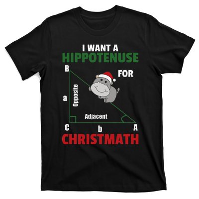 I Want A Hippotenuse For Christmas Cute Hippos T-Shirt