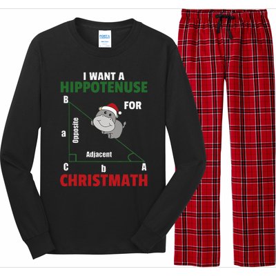 I Want A Hippotenuse For Christmas Cute Hippos Long Sleeve Pajama Set