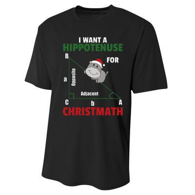 I Want A Hippotenuse For Christmas Cute Hippos Performance Sprint T-Shirt