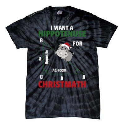 I Want A Hippotenuse For Christmas Cute Hippos Tie-Dye T-Shirt