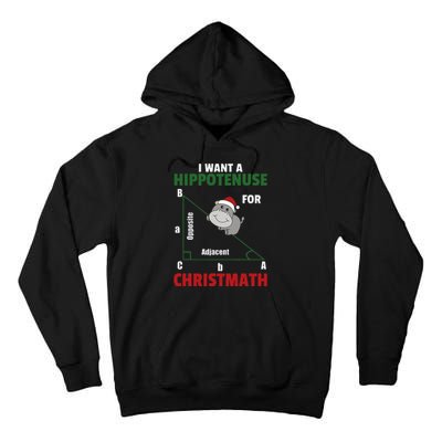 I Want A Hippotenuse For Christmas Cute Hippos Tall Hoodie