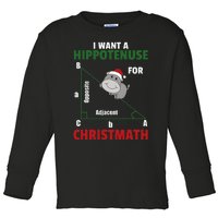 I Want A Hippotenuse For Christmas Cute Hippos Toddler Long Sleeve Shirt