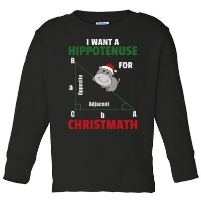 I Want A Hippotenuse For Christmas Cute Hippos Toddler Long Sleeve Shirt