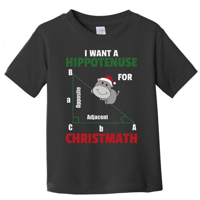 I Want A Hippotenuse For Christmas Cute Hippos Toddler T-Shirt