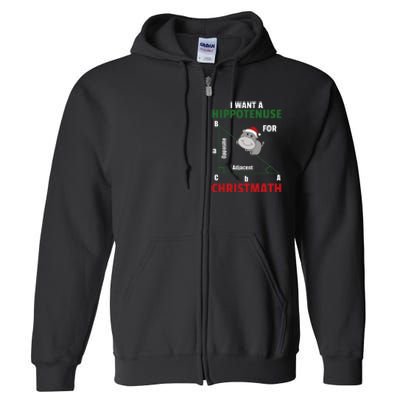 I Want A Hippotenuse For Christmas Cute Hippos Full Zip Hoodie