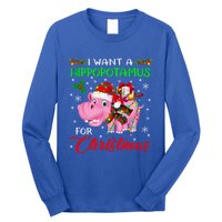 I Want A Hippopotamus For Christmas Xmas Lights Santa Hippo Cool Gift Long Sleeve Shirt