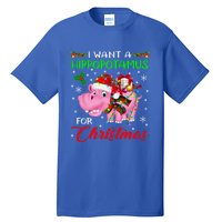 I Want A Hippopotamus For Christmas Xmas Lights Santa Hippo Cool Gift Tall T-Shirt