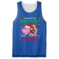 I Want A Hippopotamus For Christmas Xmas Lights Santa Hippo Cool Gift Mesh Reversible Basketball Jersey Tank