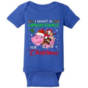 I Want A Hippopotamus For Christmas Xmas Lights Santa Hippo Cool Gift Baby Bodysuit