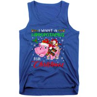 I Want A Hippopotamus For Christmas Xmas Lights Santa Hippo Cool Gift Tank Top