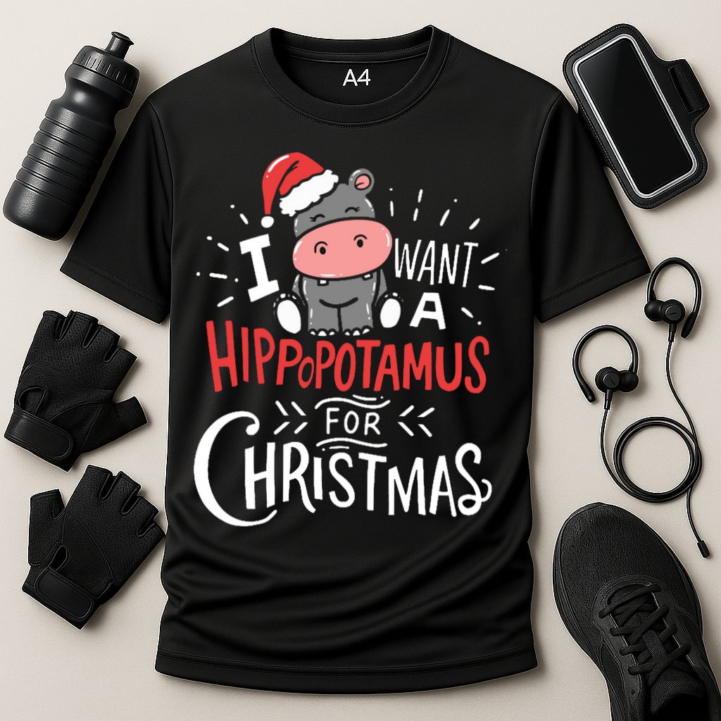 I Want A Hippopotamus For Christmas Funny Cute Cooling Performance Crew T-Shirt