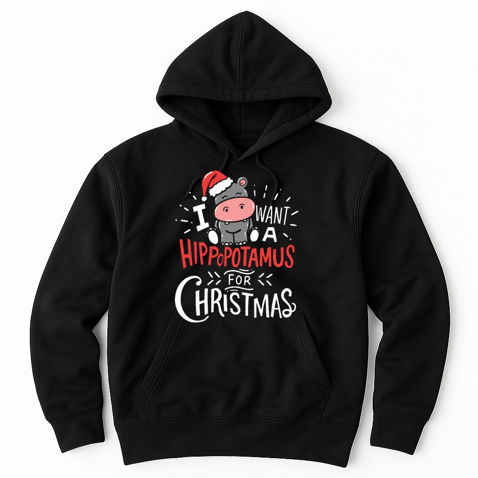 I Want A Hippopotamus For Christmas Funny Cute Hoodie