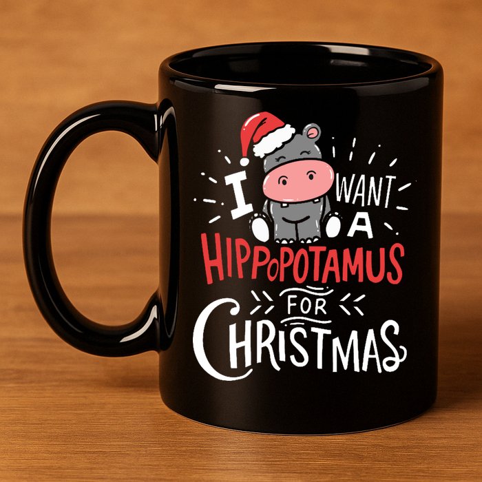 I Want A Hippopotamus For Christmas Funny Cute 11oz C Handle Ceramic Mug
