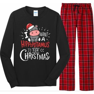 I Want A Hippopotamus For Christmas Funny Cute Long Sleeve Pajama Set