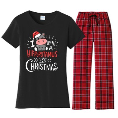 I Want A Hippopotamus For Christmas Funny Cute Women's Flannel Pajama Set