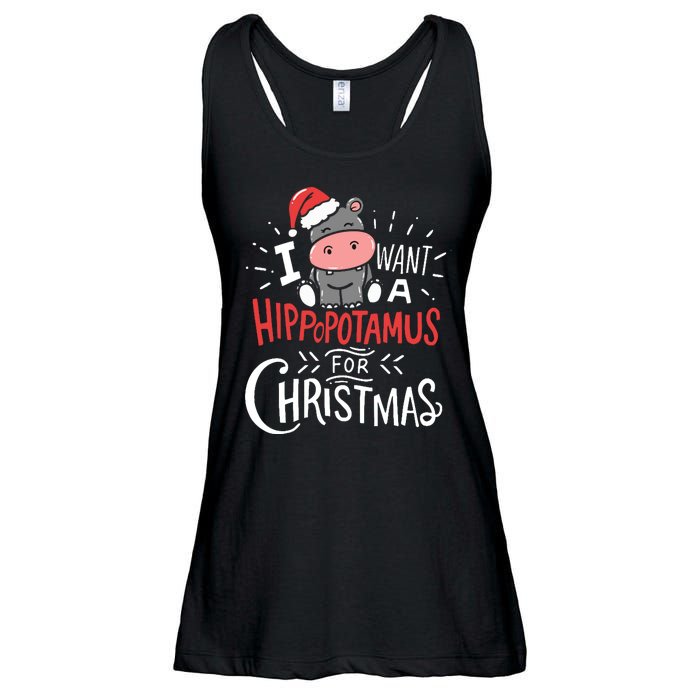 I Want A Hippopotamus For Christmas Funny Cute Ladies Essential Flowy Tank