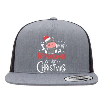 I Want A Hippopotamus For Christmas Funny Cute Flat Bill Trucker Hat