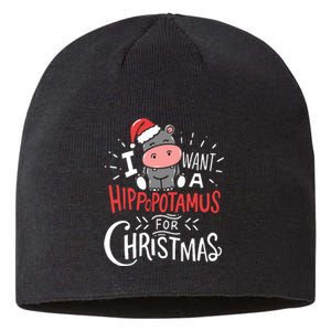 I Want A Hippopotamus For Christmas Funny Cute Sustainable Beanie