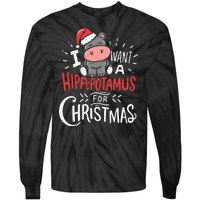 I Want A Hippopotamus For Christmas Funny Cute Tie-Dye Long Sleeve Shirt