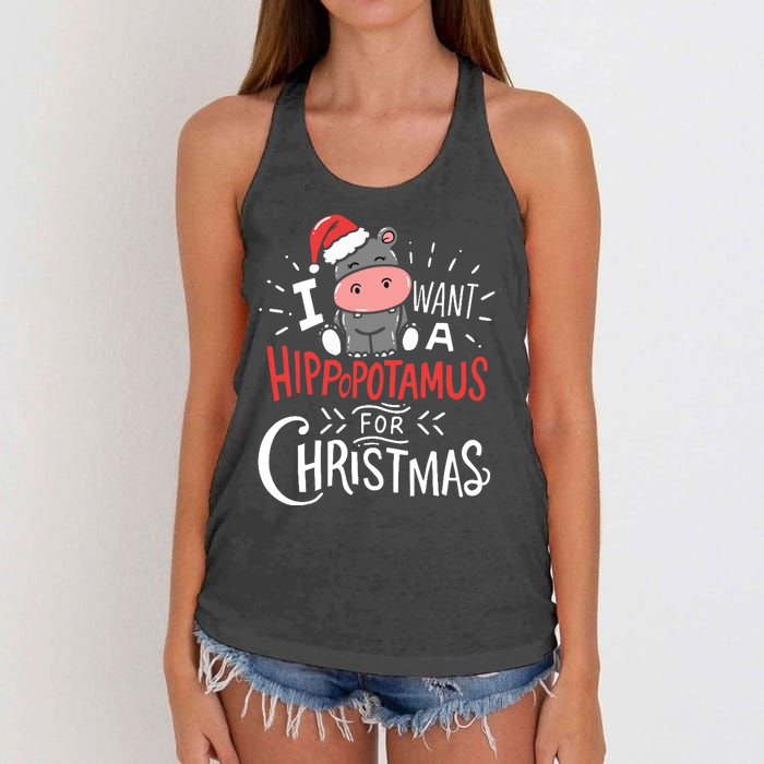 I Want A Hippopotamus For Christmas Funny Cute Women's Knotted Racerback Tank