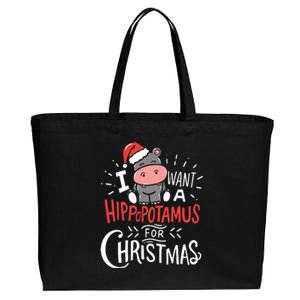 I Want A Hippopotamus For Christmas Funny Cute Cotton Canvas Jumbo Tote