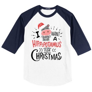 I Want A Hippopotamus For Christmas Funny Cute Baseball Sleeve Shirt