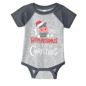 I Want A Hippopotamus For Christmas Funny Cute Infant Baby Jersey Bodysuit