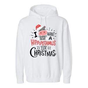 I Want A Hippopotamus For Christmas Funny Cute Garment-Dyed Fleece Hoodie