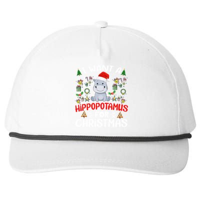 I Want A Hippopotamus For Christmas Xmas Hippo Gift Snapback Five-Panel Rope Hat