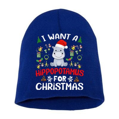 I Want A Hippopotamus For Christmas Xmas Hippo Gift Short Acrylic Beanie